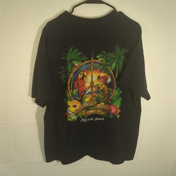 Ron Jon Surf Shop Myrtle Beach T Shirt XL Black Graphic Parrot Toucan Chameleon - Picture 1 of 5